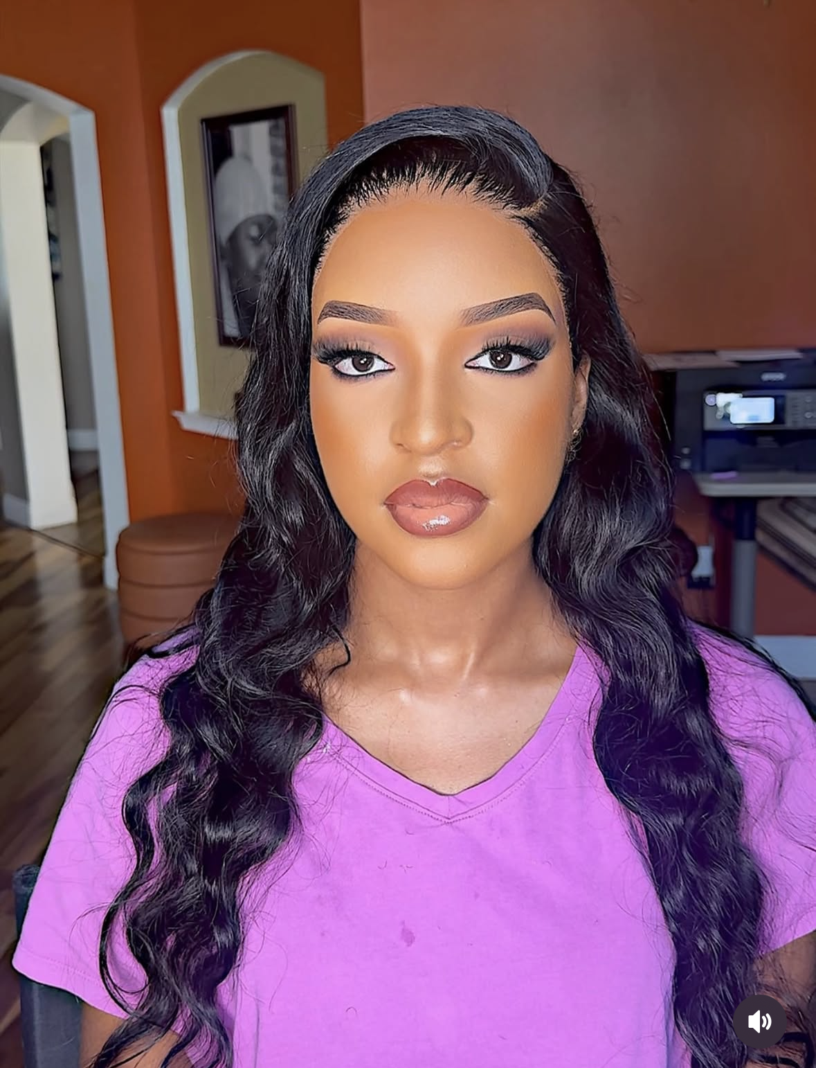 Casual glam with long wavy hair