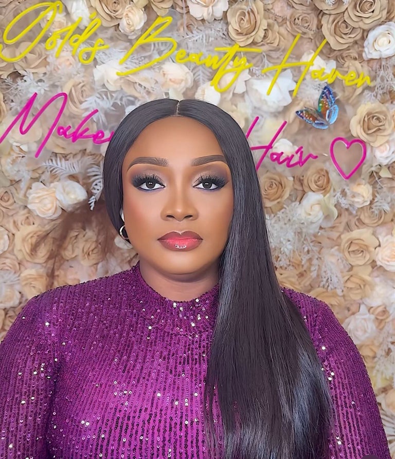 Glam makeup with choker necklace and formal waves